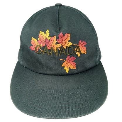 Canada Snapback Hat Green One Size Adjustable Embroidered Patriotic 6 Panel
