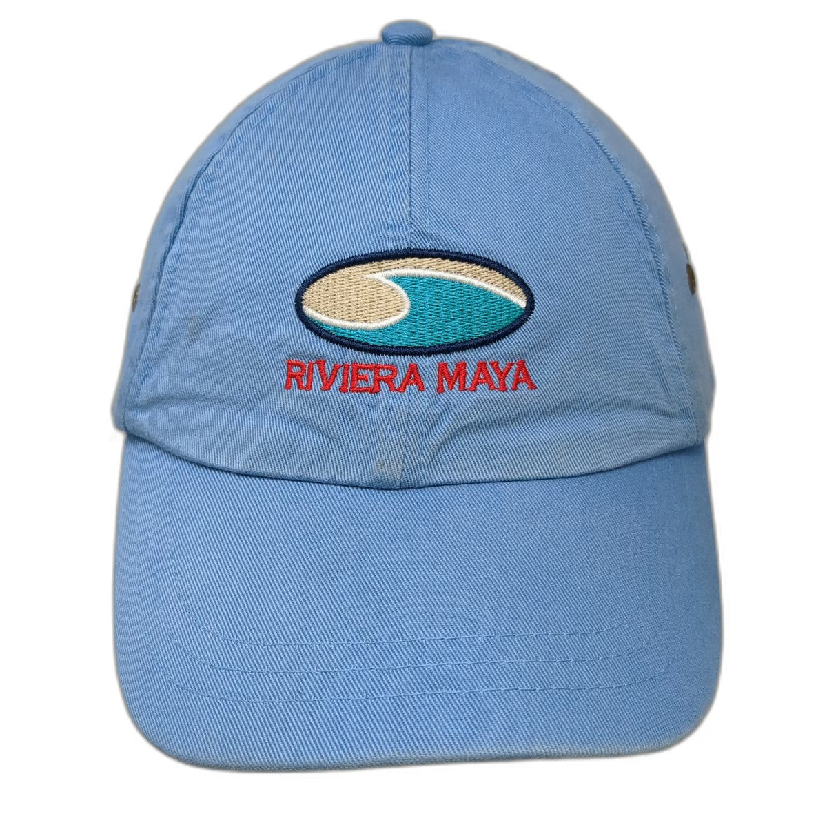 Quality Caps Riviera Maya Wave Logo Blue Baseball Cap OSFM Strapback Hat Cotton