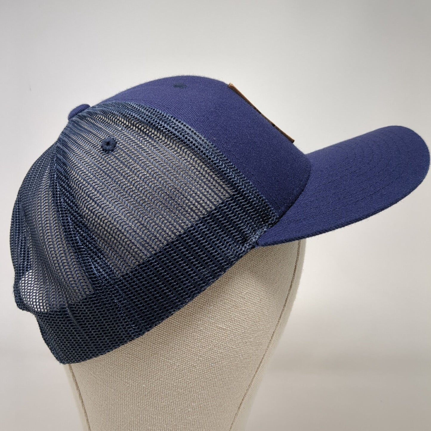 Idaho Leather Patch Trucker Hat Blue One Size Mesh Back Branded Bills