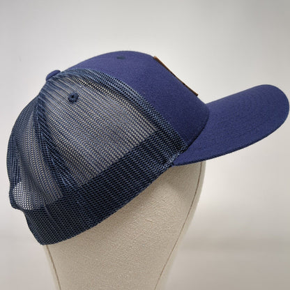Idaho Leather Patch Trucker Hat Blue One Size Mesh Back Branded Bills