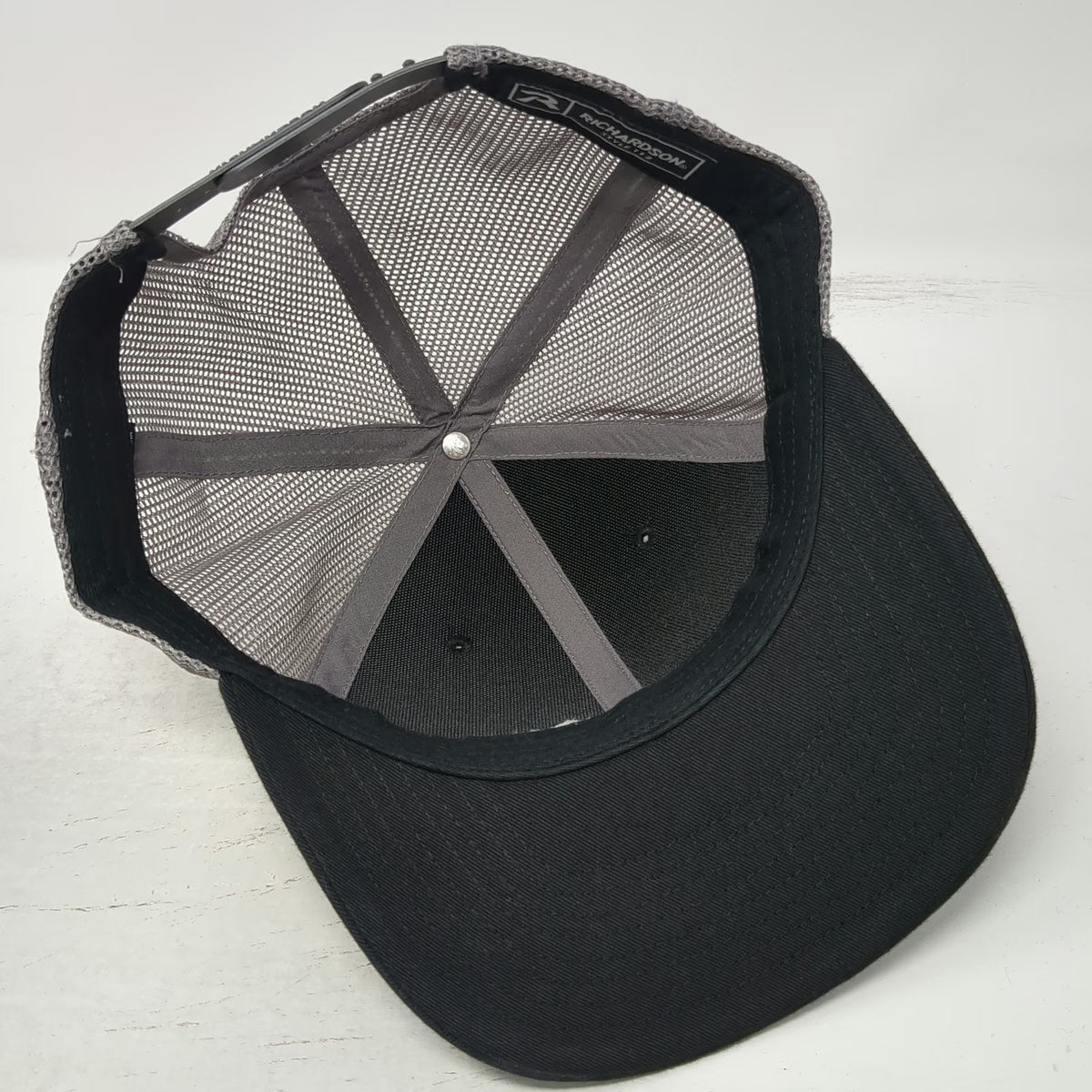 Richardson Trucker Hat Black Gray One Size Mesh Snapback Level 10 Construction