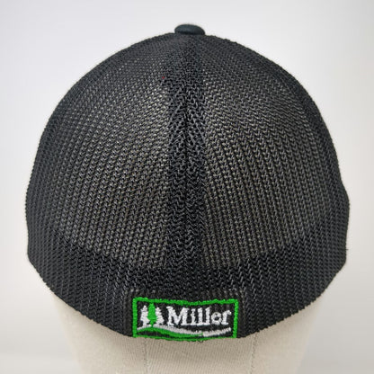 Flexfit Baseball Cap Black One Size Miller Beer Logo Trucker Mesh Stretch Hat