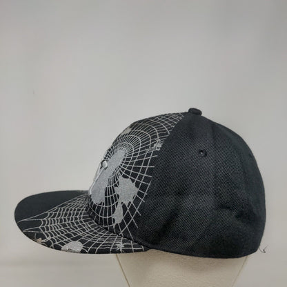 NY Spider Web Fitted Hat Black 7 1/4 Embroidered Vent Holes 6 Panel Halloween
