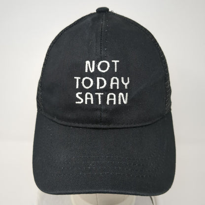 Not Today Satan Ponytail Trucker Hat Black One Size Adjustable Mesh Back C.C
