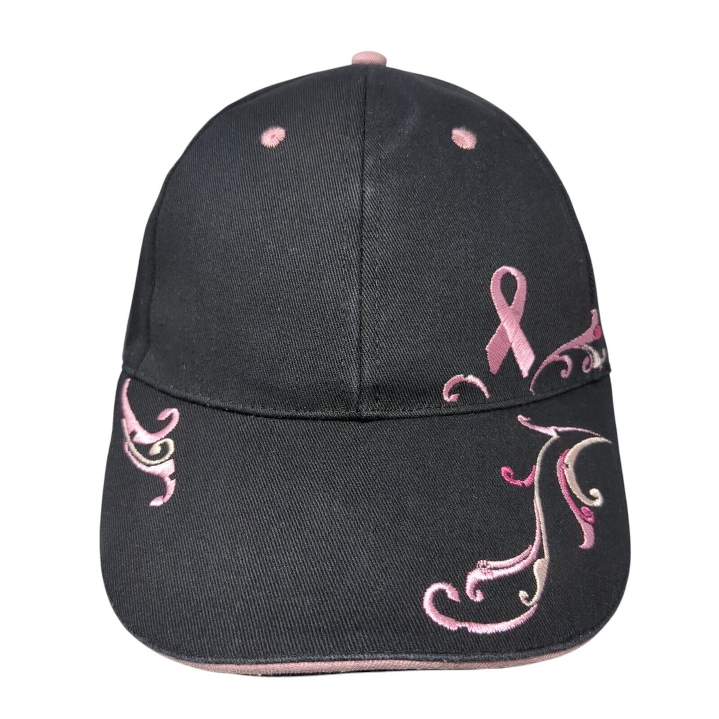 The Breast Cancer Site Slideback Hat Black One Size Pink Ribbon 6 Panel