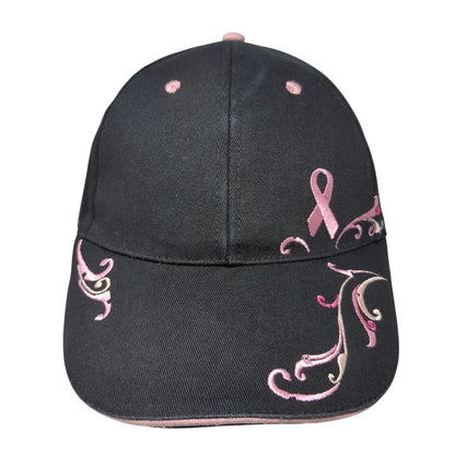 The Breast Cancer Site Slideback Hat Black One Size Pink Ribbon 6 Panel