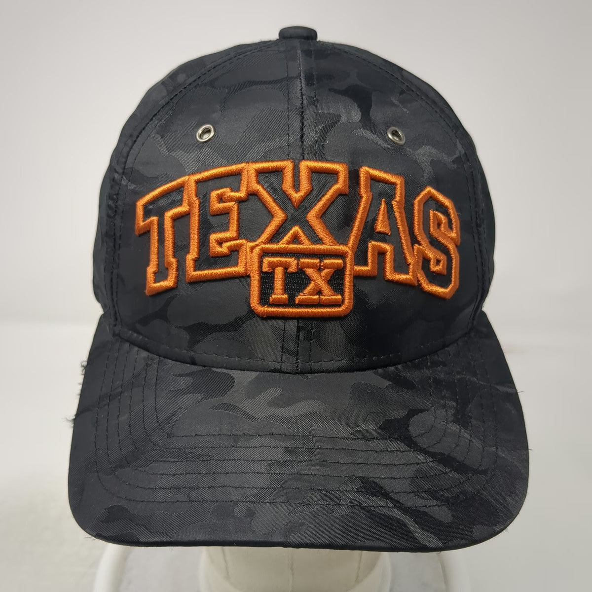Ace Texas Baseball Cap Black Orange One Size Camo Strapback Embroidered Hat