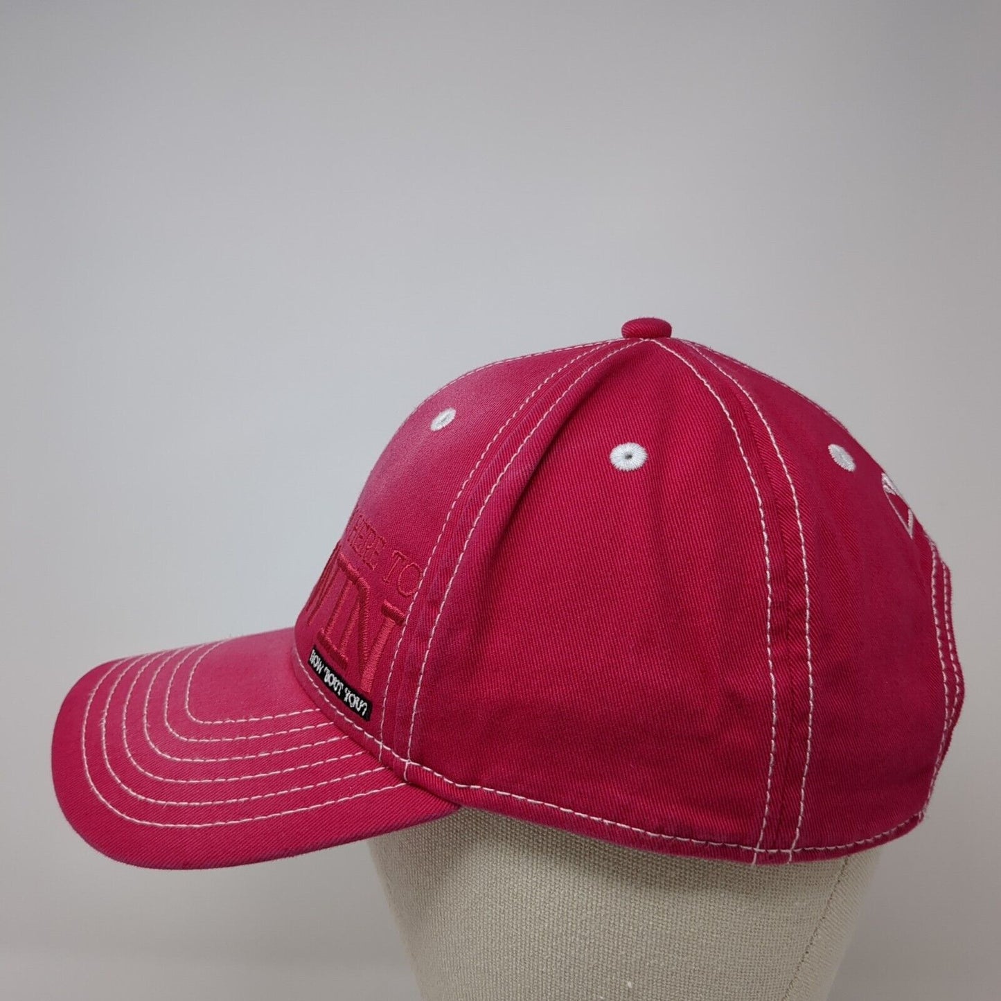 I'm Here To Win How 'Bout You? Strapback Hat Pink One Size Adjustable Classic