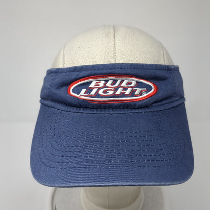 Bud Light Strapback Sun Visor Hat Blue OS Adjustable Lightweight Embroidered