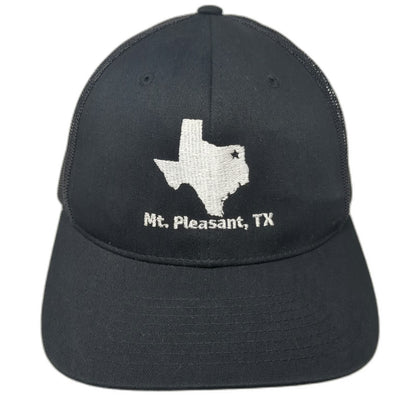 Richardson Trucker Hat Black OSFM Mt. Pleasant TX Texas Embroidered Mesh Back