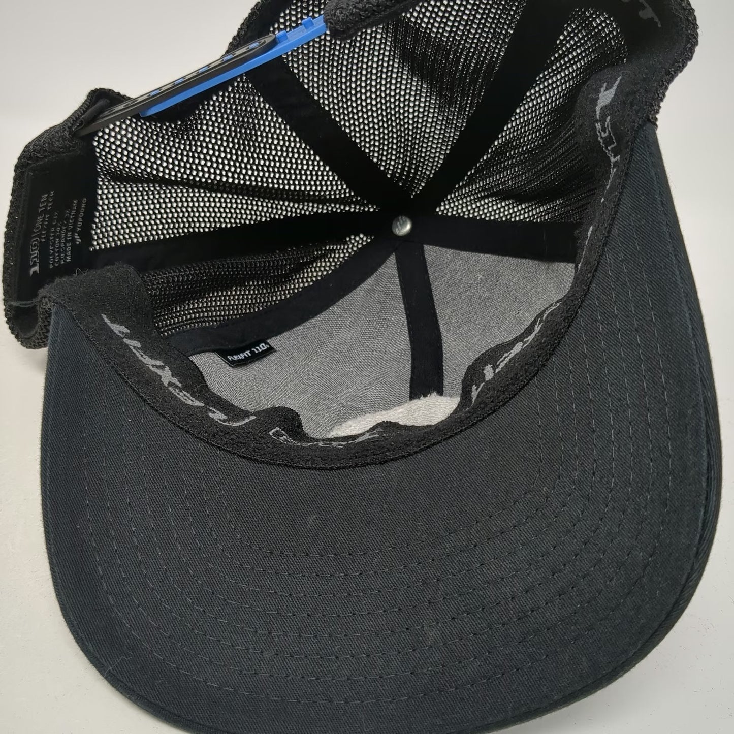 TravisMathew Trucker Hat Black Blue One Size Mesh Back Snapback Flexfit 110