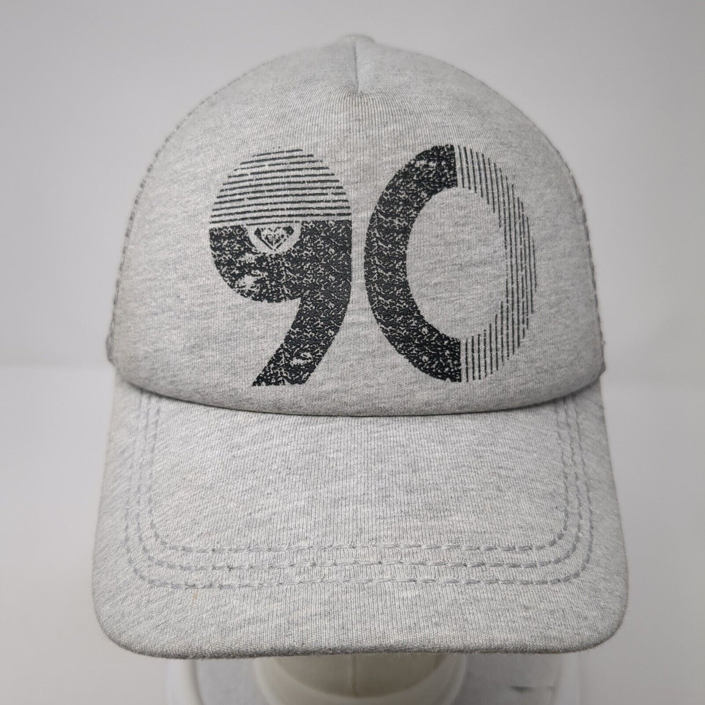 90 Snapback Mesh Back Trucker Hat Gray One Size Solid Adjustable Roxy