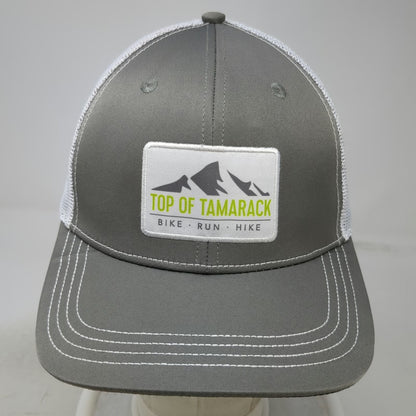 Mentally Strong Gray Trucker Hat OSFM Top of Tamarack Mountain Patch Mesh Back
