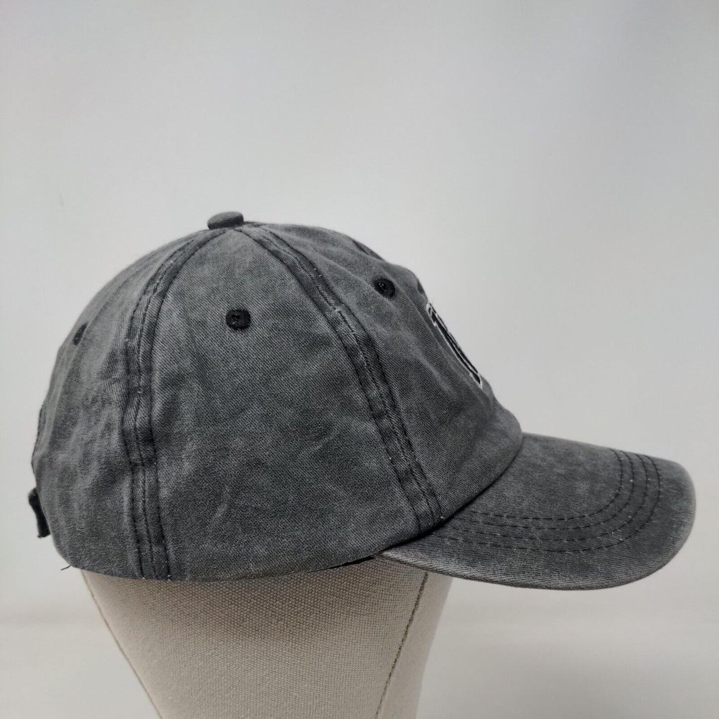 NY Strapback Hat Gray One Size Embroidered Adjustable Outdoor 6 Panel