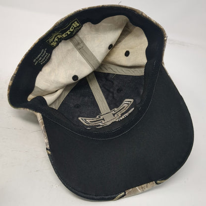Signatures Chevy Baseball Cap Brown XL Camo Flames Bowtie Logo Stretch Fit Hat