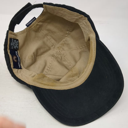 Weatherproof Baseball Cap Black One Size Faux Suede Strapback Hat Logo Outdoor