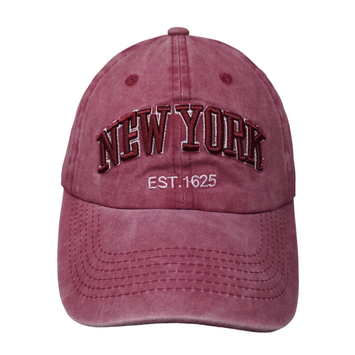 New York Est. 1625 Slideback Hat Red One Size Adjustable Embroidered Cotton