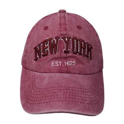 New York Est. 1625 Slideback Hat Red One Size Adjustable Embroidered Cotton