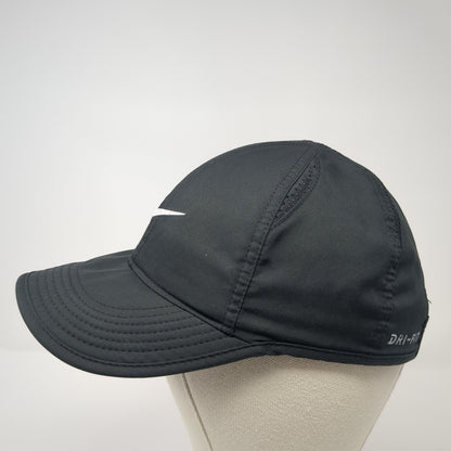 Nike Strapback Hat Black One Size Adjustable Featherlight Swoosh Dri-Fit