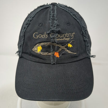 Legend God's Country Camouflage Baseball Cap Black One Size Distressed Fish Hat