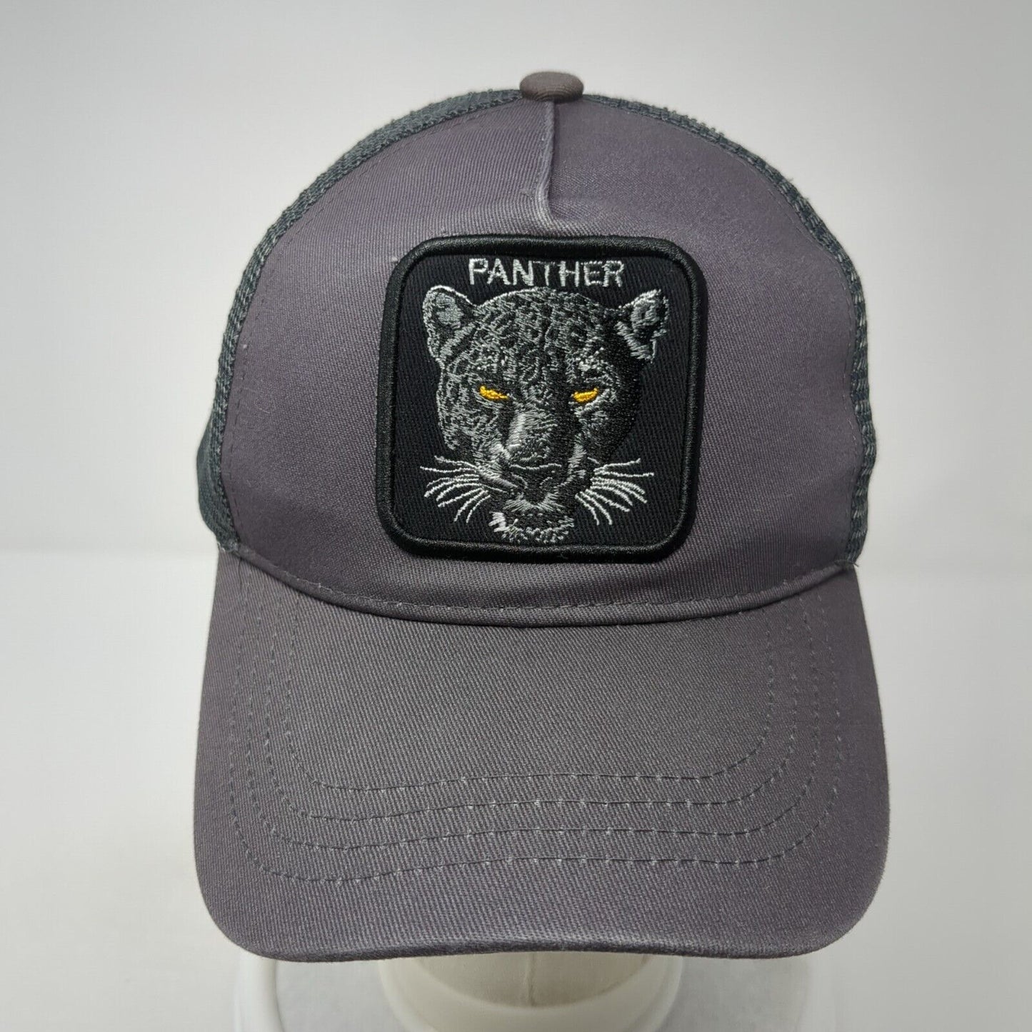 Panther Patch Snapback Trucker Hat Gray One Size Mesh Back Adjustable