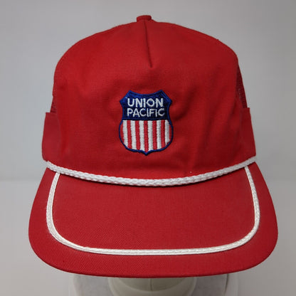 Union Pacific Snapback Rope Hat Red OSFA Adjustable Solid Mesh Trim