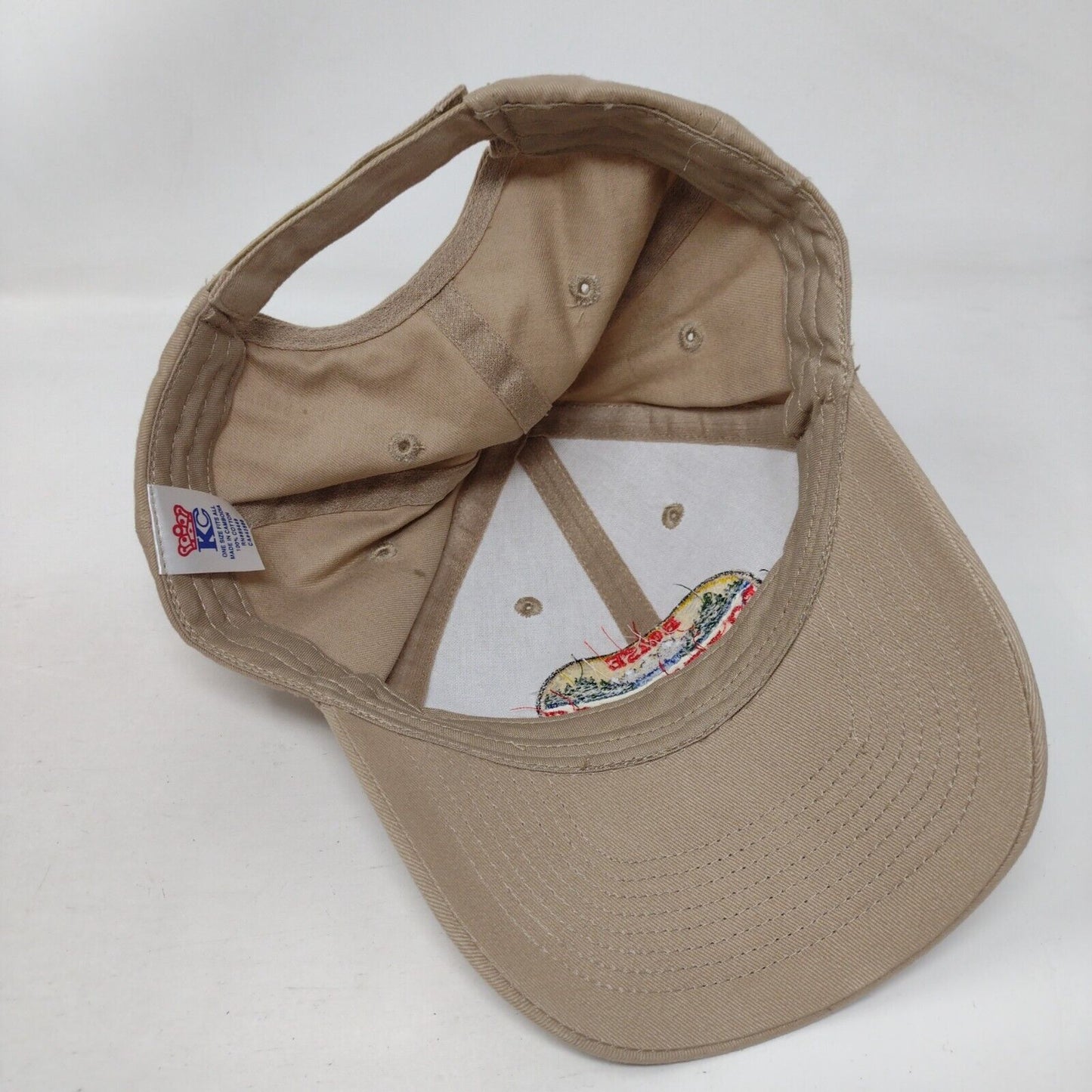 Boise Mattress Strapback Hat Tan OSFA Adjustable Embroidered 6 Panel Cotton