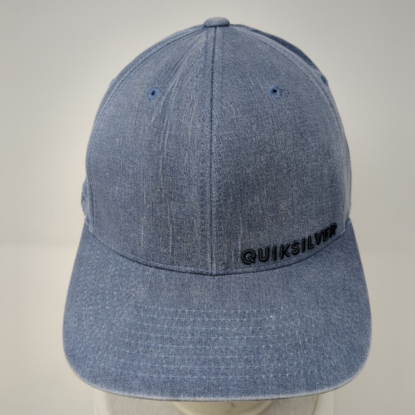 Quiksilver Flexfit Fitted Hat Blue L/XL Lightweight Embroidered Vented Holes