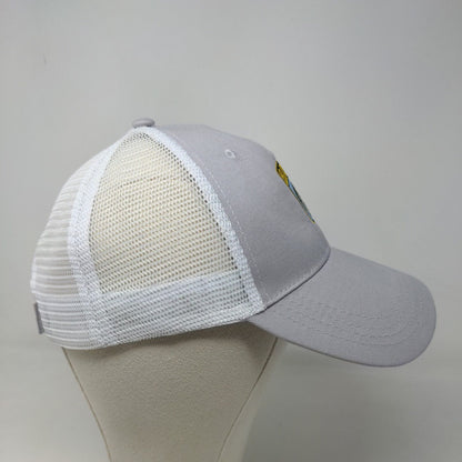 Unbranded Men's Strapback Mesh Back Hat Gray White Embroidered Bass Logo Flag