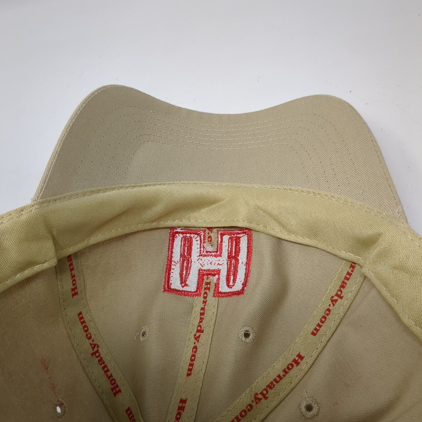 Hornady Strapback Hat Tan OSFA Adjustable Embroidered Vented Holes 6 Panel
