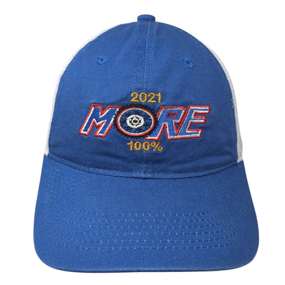 2021 More 100% Strapback Trucker Hat Blue OS Adjustable Mesh Back Outdoor Cap