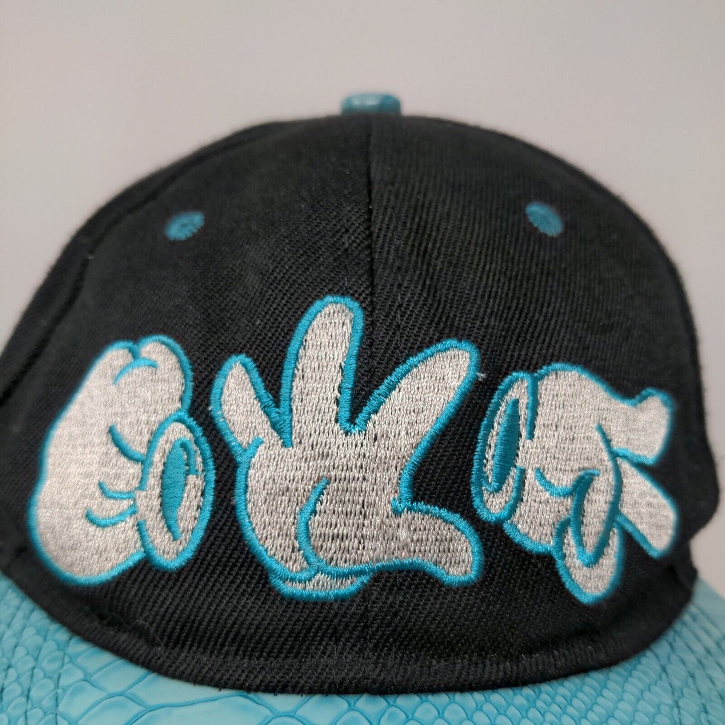 New League Men's Snapback Hat Black Blue Size OSFA Embroidered Rock Paper Cut