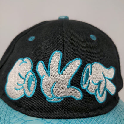 New League Men's Snapback Hat Black Blue Size OSFA Embroidered Rock Paper Cut