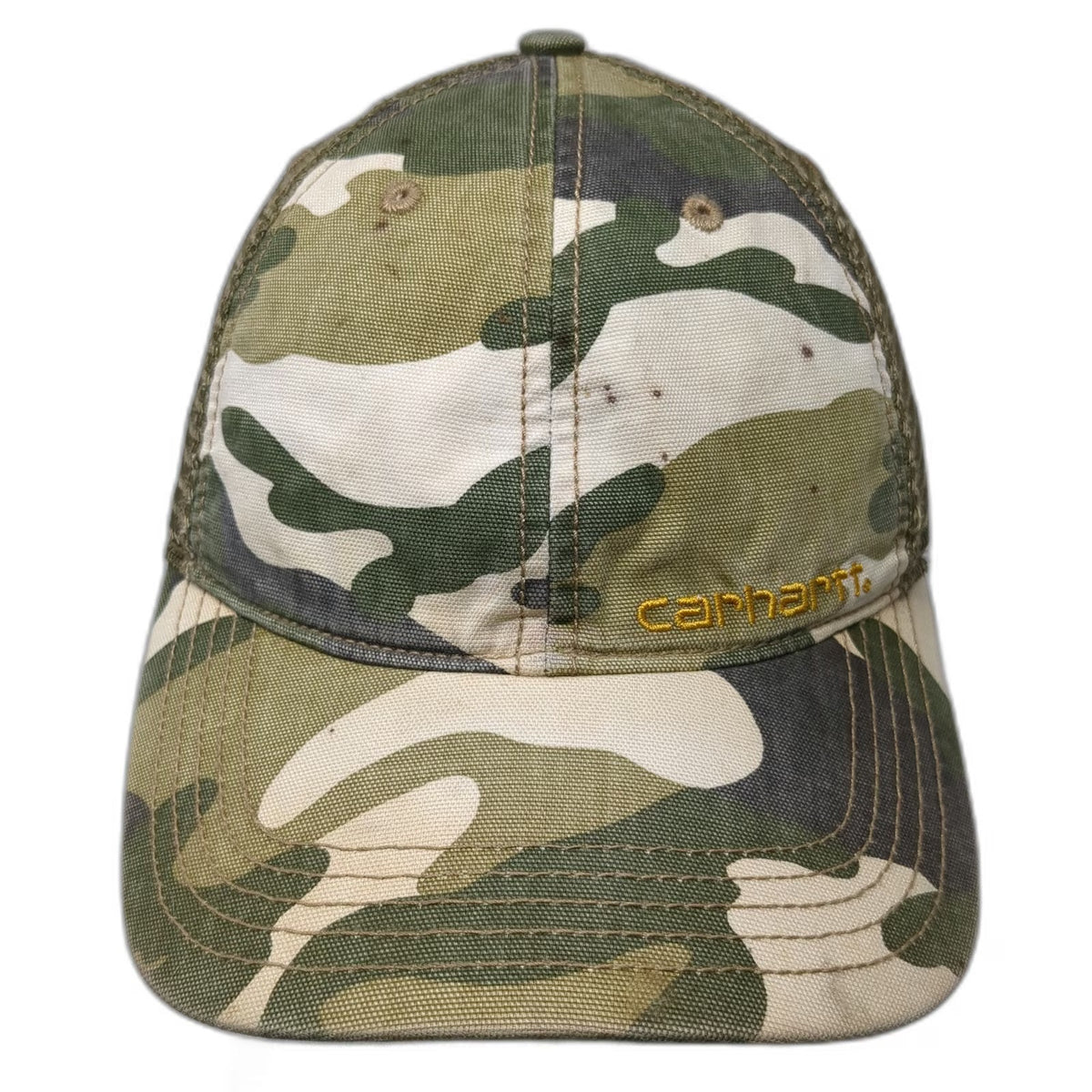 Carhartt Trucker Hat Green One Size Camo Mesh Back Snapback Embroidered Logo