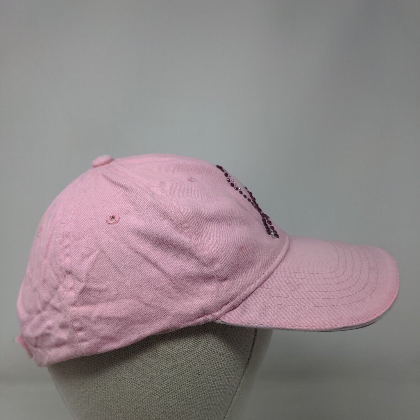 Breast Cancer Awareness Pink Ribbon Bling Strapback Hat Pink One Size
