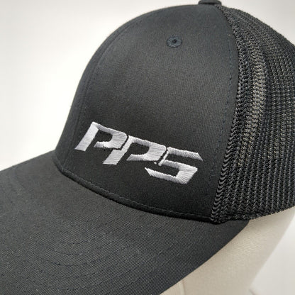 PPS Fitted Mesh Back Trucker Hat Black L/XL Embroidered Port Authority