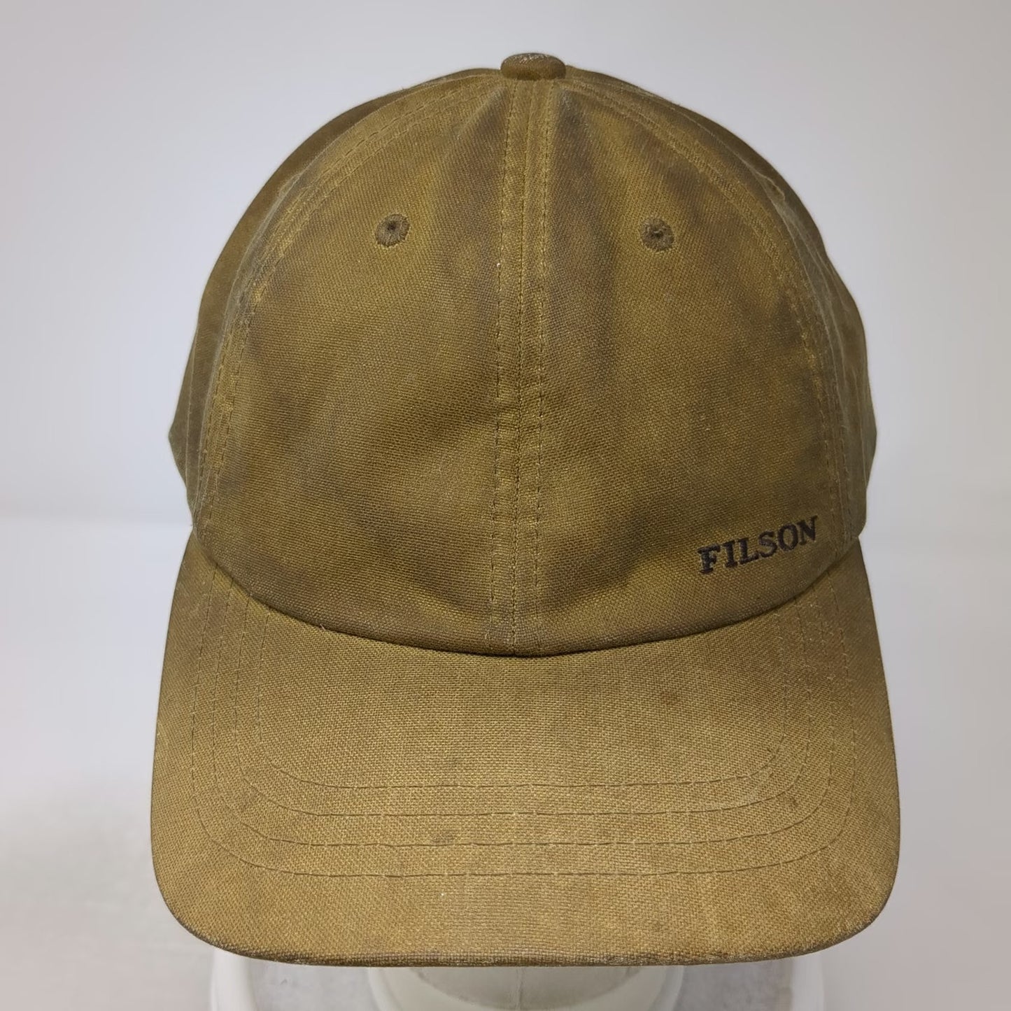 Filson Baseball Cap Brown One Size Waxed Cotton Leather Strap Adjustable Hat