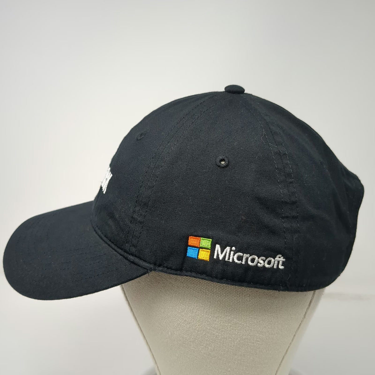 Microsoft TechSpark Baseball Cap Black One Size Cotton Slideback Hat Embroidery