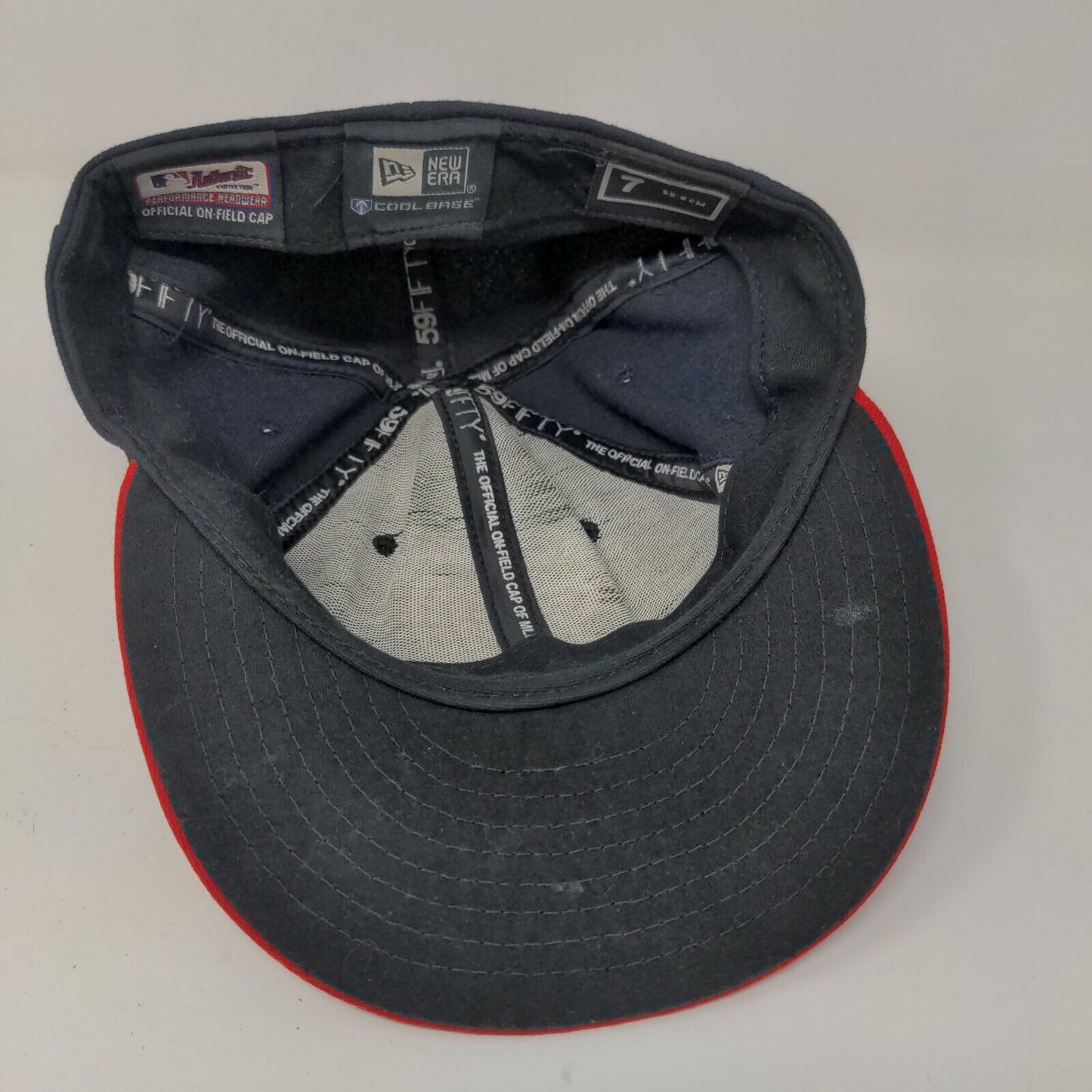 New Era Cool Base Men's Fitted Hat Blue Red Size 7 Washington Nationals Logo USA