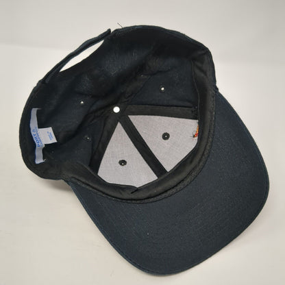 Pizza Strapback Hat Black One Size Adjustable Embroidered Port & Company