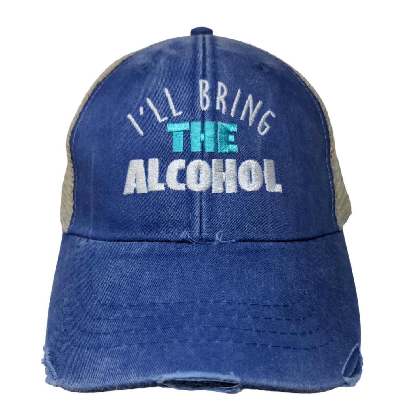 I'll Bring The Alcohol Trucker Hat Multicolor One Size Mesh Back Distressed