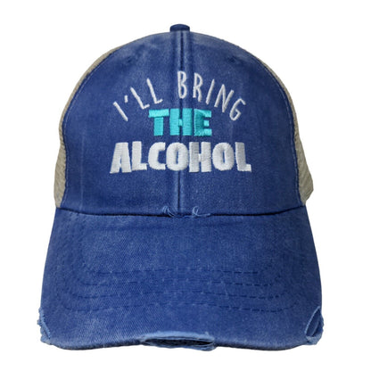 I'll Bring The Alcohol Trucker Hat Multicolor One Size Mesh Back Distressed