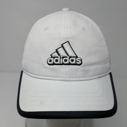 Adidas 3 Stripes Strapback Hat White OSFA Embroidered Black Trim