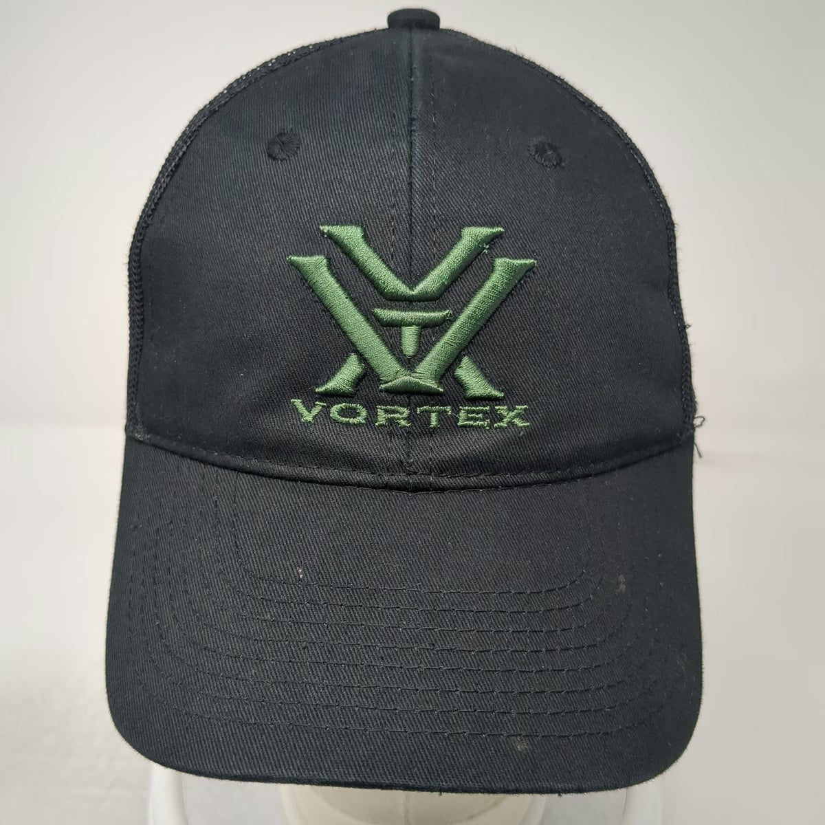 Vortex Trucker Hat Black One Size Mesh Back Snapback Embroidered Logo Optics