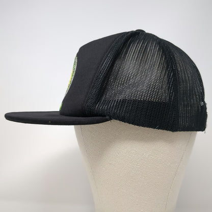 Volcom Trucker Hat Black One Size Skull Graphic Mesh Back Flat Brim Snapback