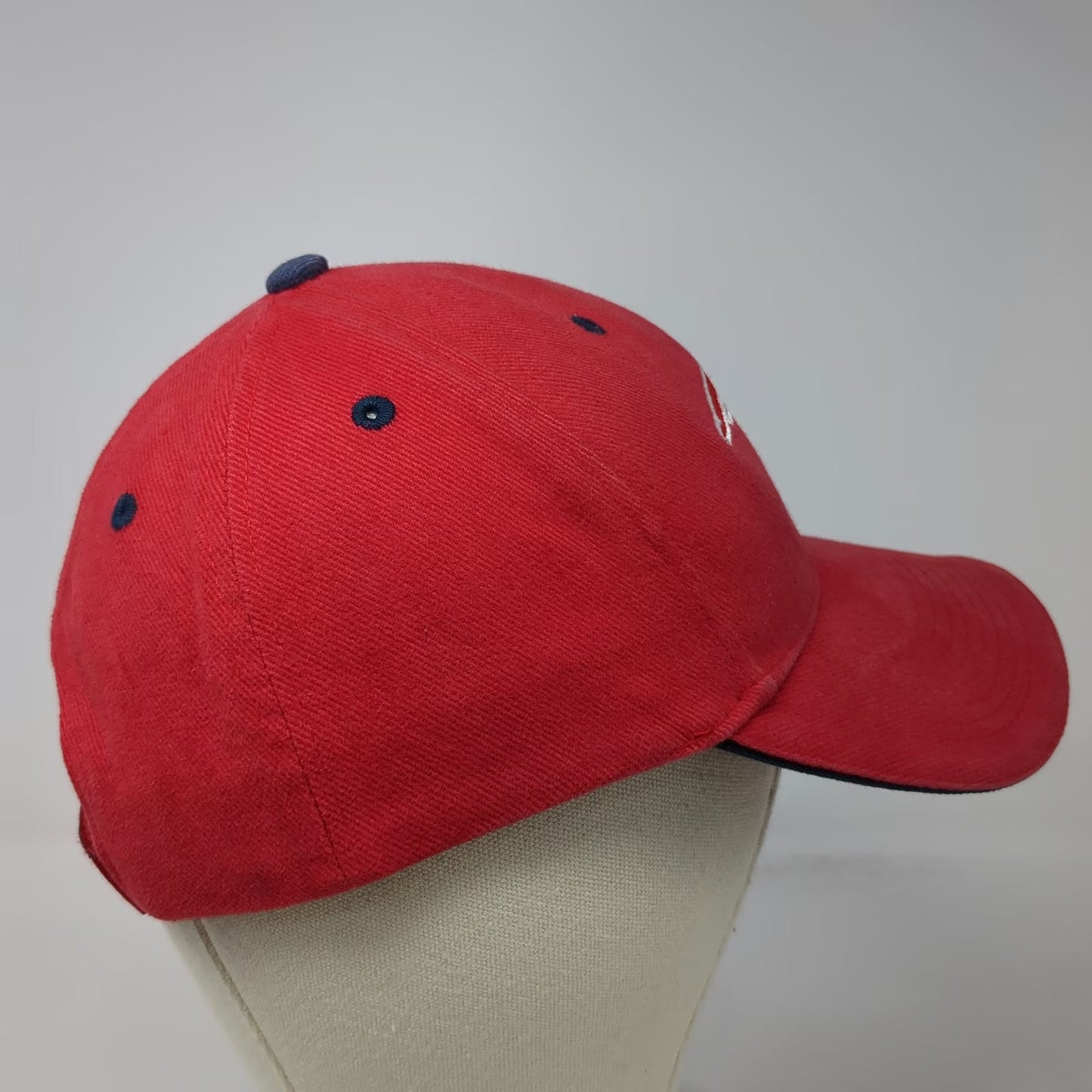 New England Patriots NFL Red One Size Hat Strapback Embroidered Logo Curved Brim