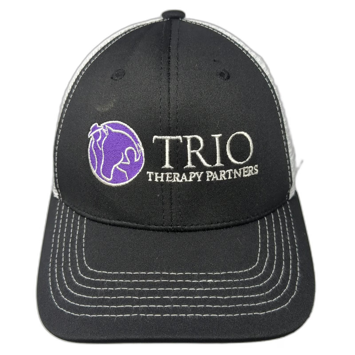 Top of the World Trucker Hat Black White One Size Mesh Snapback Horse Therapy