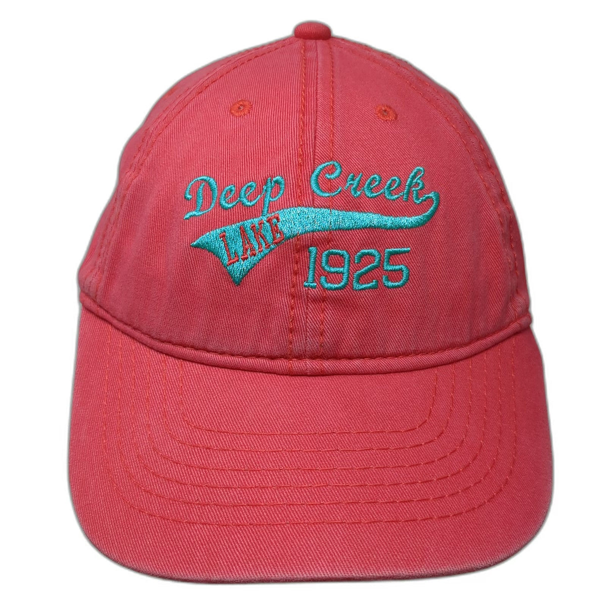Jacobson Hat Red Baseball Cap OSFM Deep Creek Lake 1925 Embroidered Strapback
