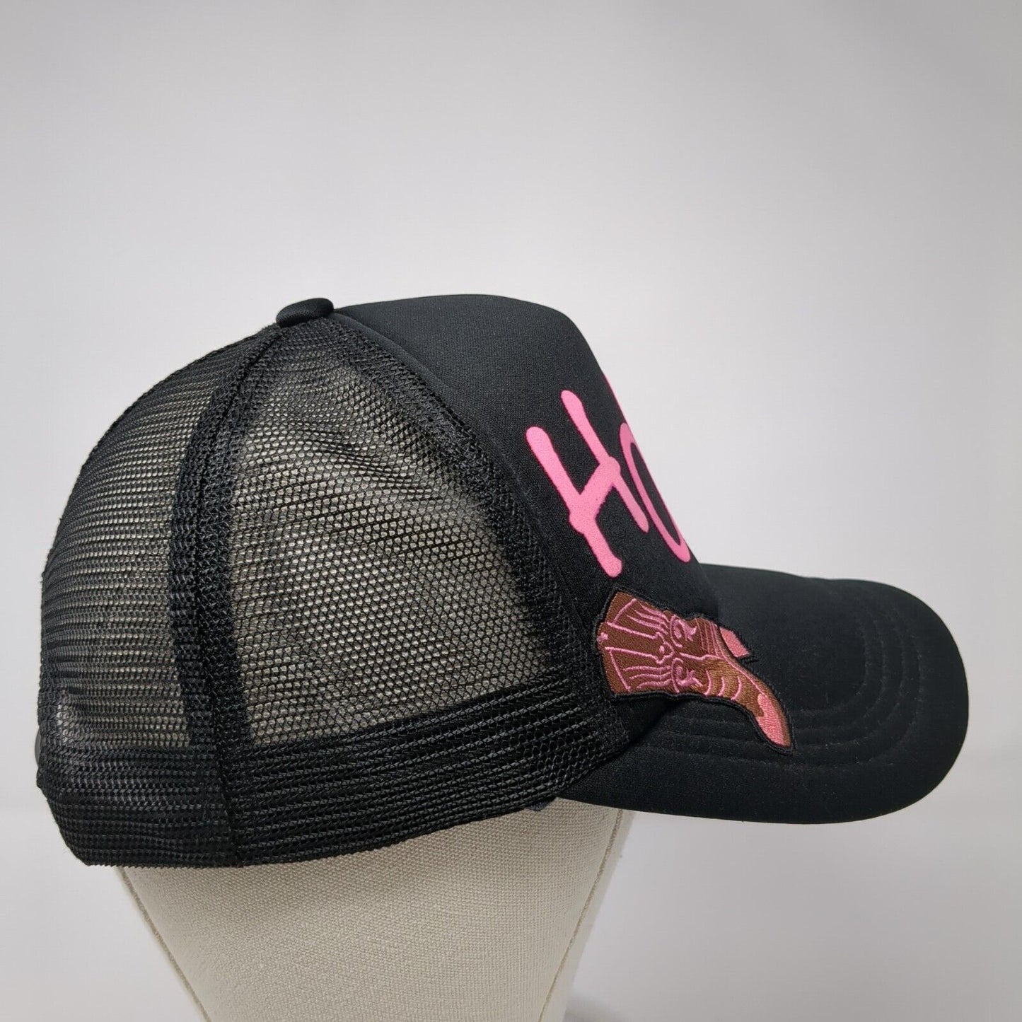 Howdy Snapback Trucker Hat Black One Size Adjustable Embroidered Mesh Back