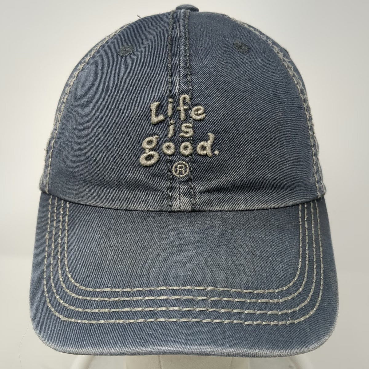 Life is Good Baseball Cap Blue One Size Contrast Stitching Washed Cotton Hat